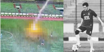 انڈونیشیا.میچ کے دوران آسمانی بجلی گرنے سے فٹبالر