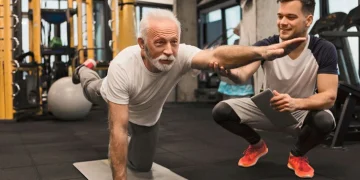 senior man doing balance exercise