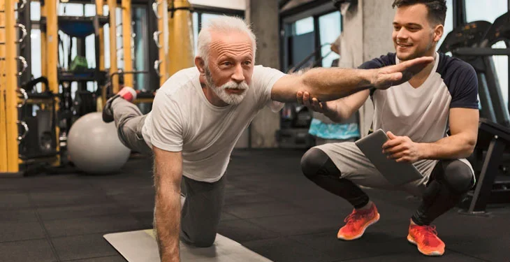 senior man doing balance exercise