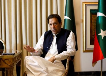 former pakistani pm imran khan speaks with reuters during an intervew, in lahore