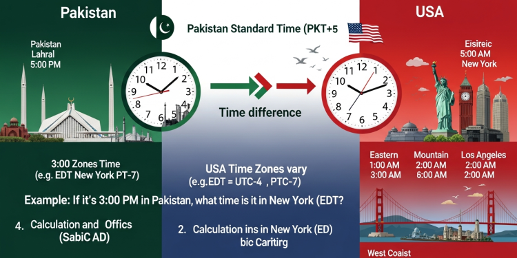 پاکستان اور امریکہ کے درمیان وقت کا فرق کیسے معلوم کریں