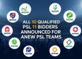 نئے پی ایس ایل ٹیموں کے لیے پی ایس ایل 11 کے تمام 10 اہل بولی دہندگان کا اعلان