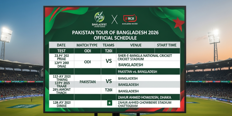 پاکستان کا دورۂ بنگلہ دیش 2026: سرکاری شیڈول کا اعلان