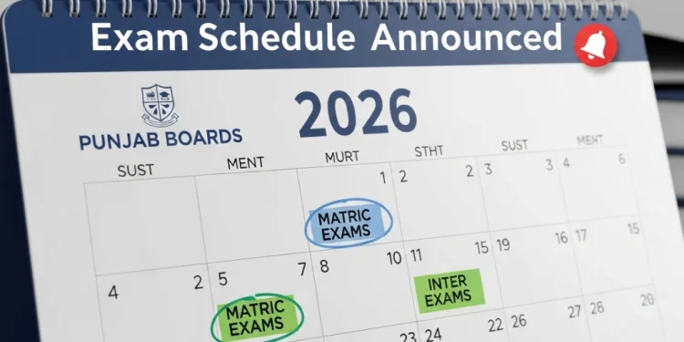 پنجاب بورڈز میٹرک اور انٹر امتحانات شیڈول 2026 کا اعلان