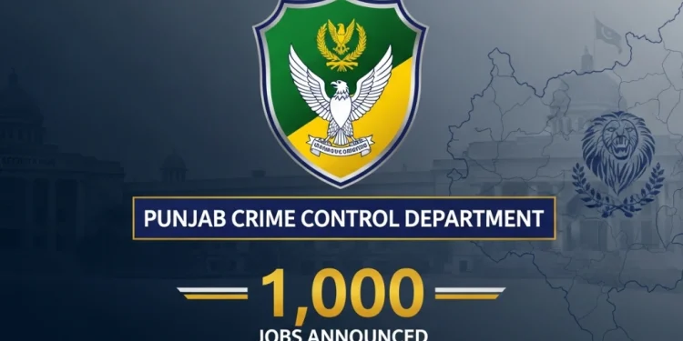 پنجاب میں کرائم کنٹرول ڈیپارٹمنٹ میں 1,000 نوکریوں کا اعلان