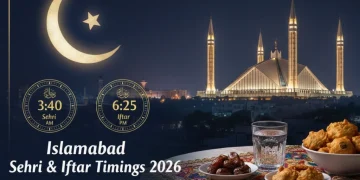 اسلام آباد اور راولپنڈی سحر و افطار اوقات 2026 (رمضان 1447ھ)