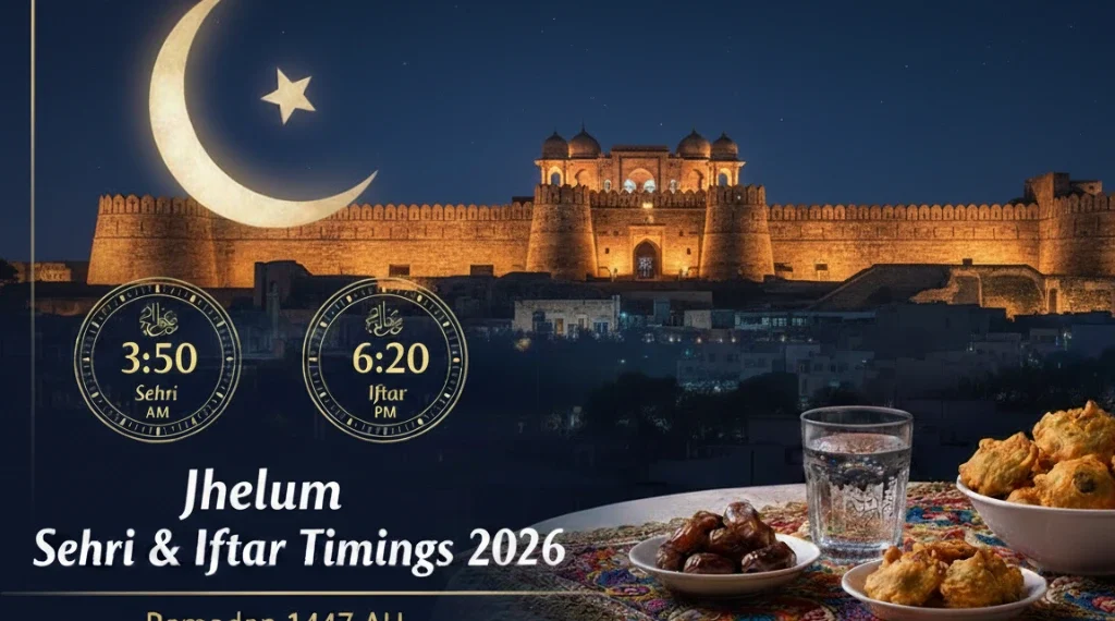 جہلم سحر و افطار اوقات 2026 (رمضان 1447ھ)