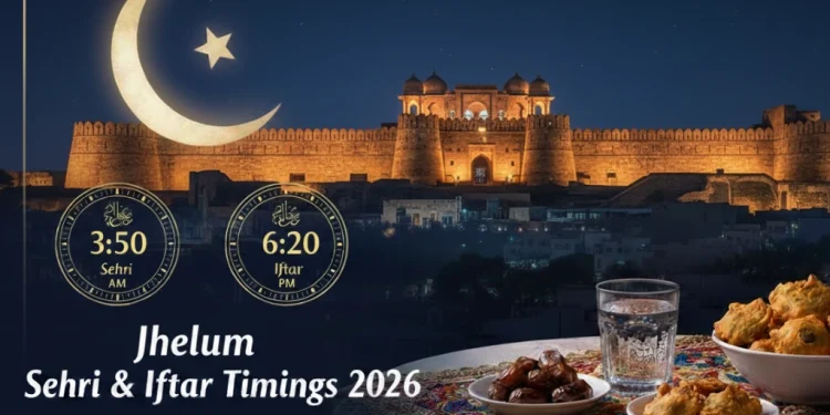 جہلم سحر و افطار اوقات 2026 (رمضان 1447ھ)