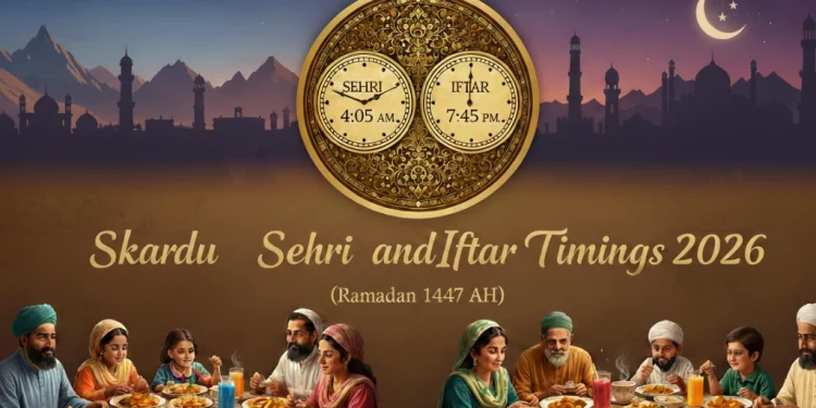 سکردو سحر و افطار اوقات 2026 (رمضان 1447ھ)