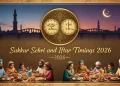سکھر سحر و افطار اوقات 2026 (رمضان 1447ھ)