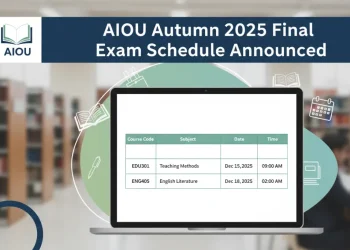 علامہ اقبال اوپن یونیورسٹی (AIOU) کے خزاں 2025 امتحانات کے شیڈول کا اعلان