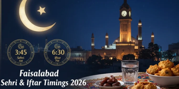 فیصل آباد سحر و افطار اوقات 2026 (رمضان 1447ھ)