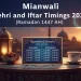 میانوالی سحر و افطار اوقات 2026 (رمضان 1447ھ)