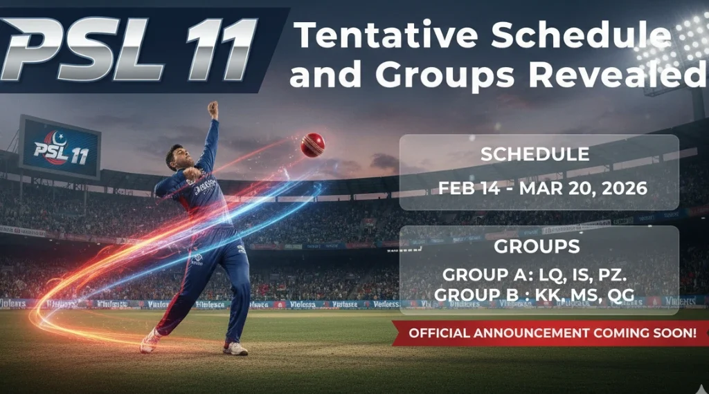 پی ایس ایل 11 کے متوقع شیڈول اور گروپس کا اعلان
