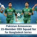 بنگلہ دیش کے خلاف سیریز کے لیے پاکستان کے 15 رکنی ون ڈے اسکواڈ کا اعلان