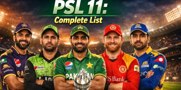 پی ایس ایل 11 کے لیے ٹیم کپتانوں کی تصدیق مکمل فہرست