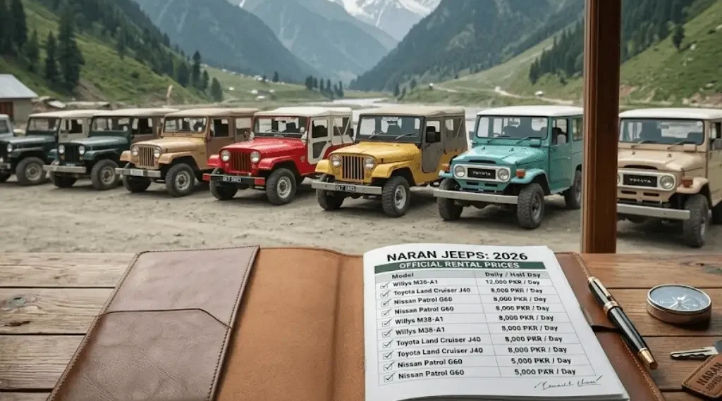 ناران جیپ کرایہ لسٹ 2026