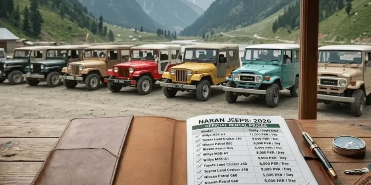 ناران جیپ کرایہ لسٹ 2026