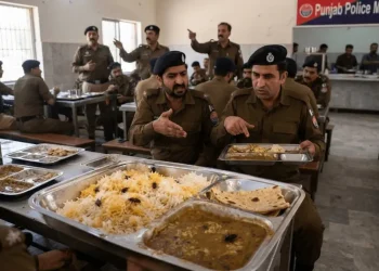 پنجاب پولیس غیر معیاری کھانا احتجاج