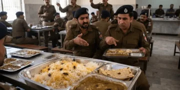 پنجاب پولیس غیر معیاری کھانا احتجاج